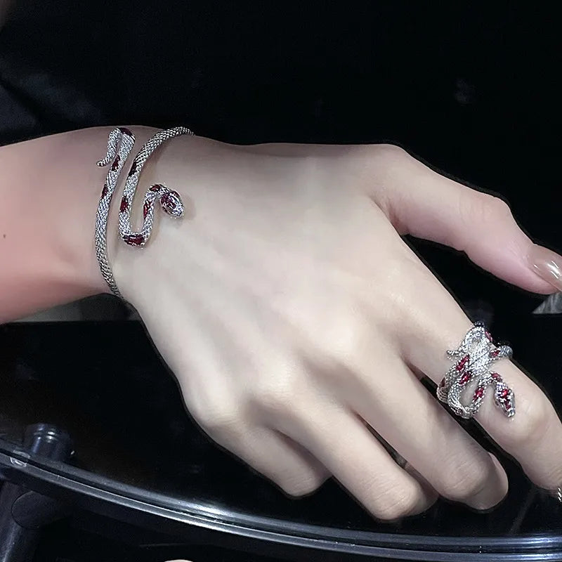 Crimson Serpent Bracelet & Ring Set (ZX-39)