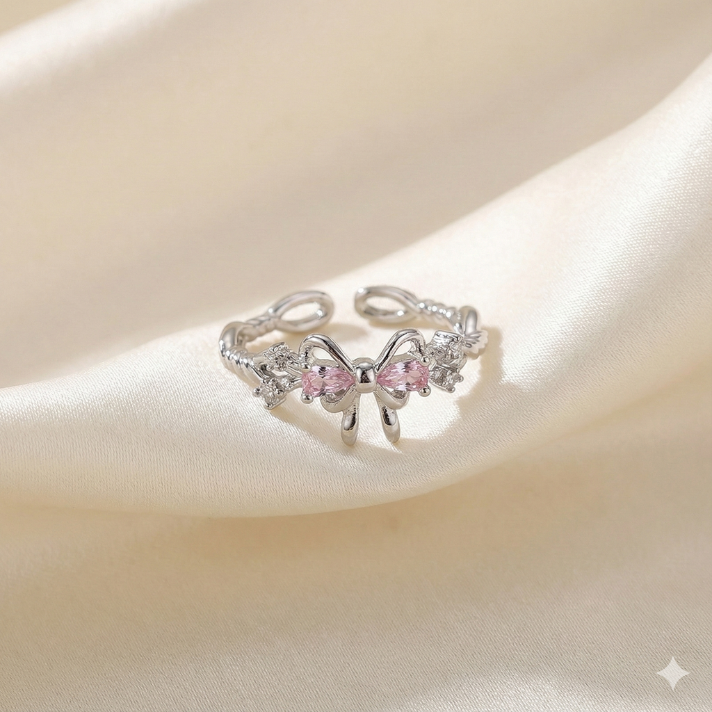 Blush Twin Bloom Open Ring (Code-ZX#833)