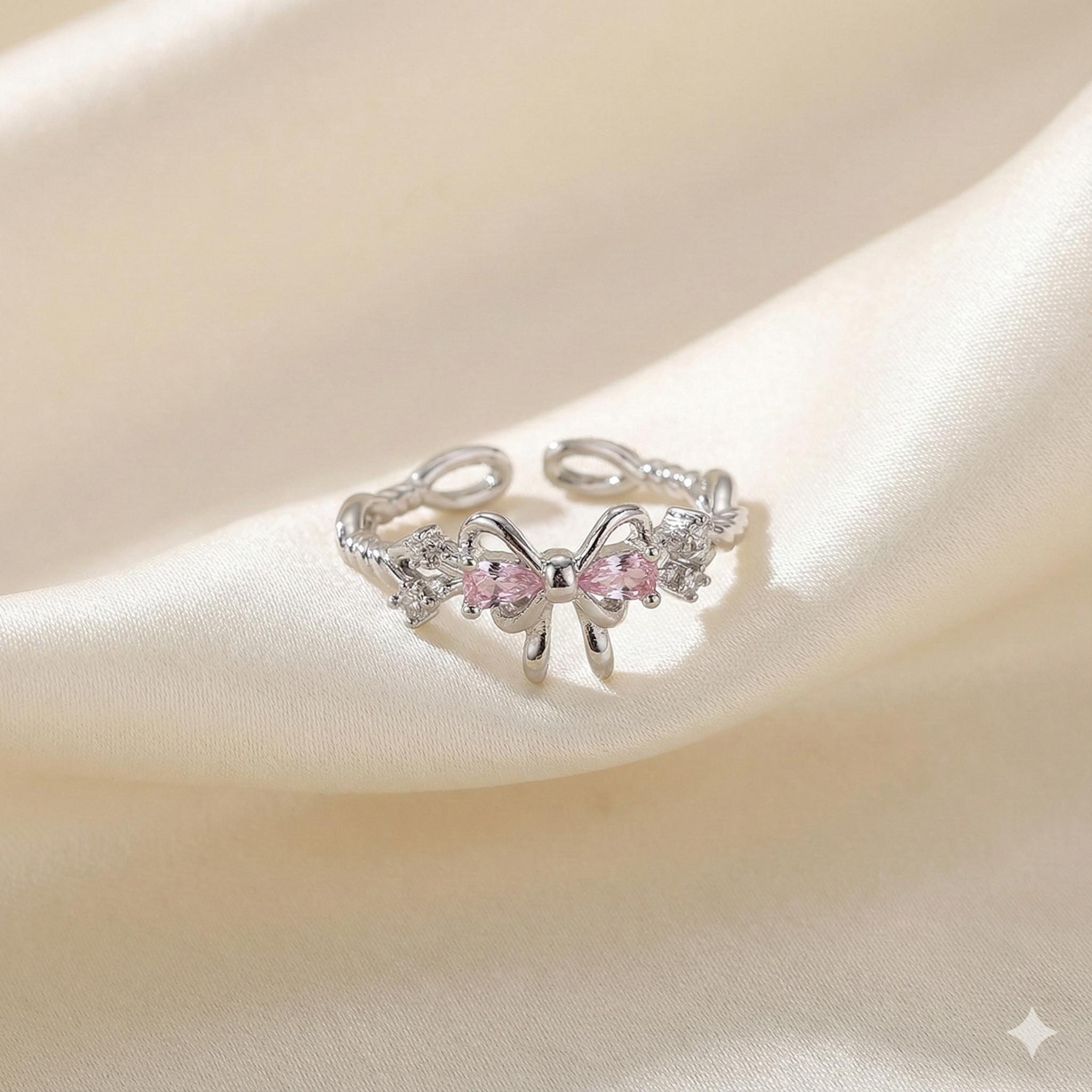 Blush Twin Bloom Open Ring (Code-ZX#833)
