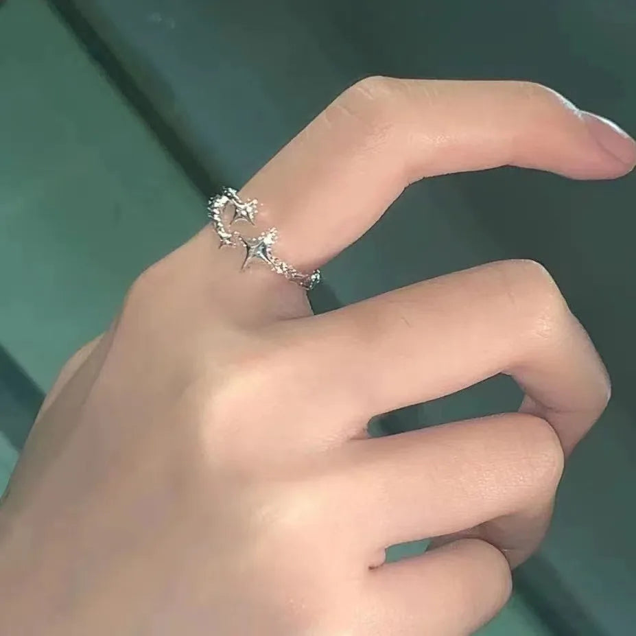 High-Grade Star Open Silver Ring – Elegant Minimalist Design(Code: ZX#110)