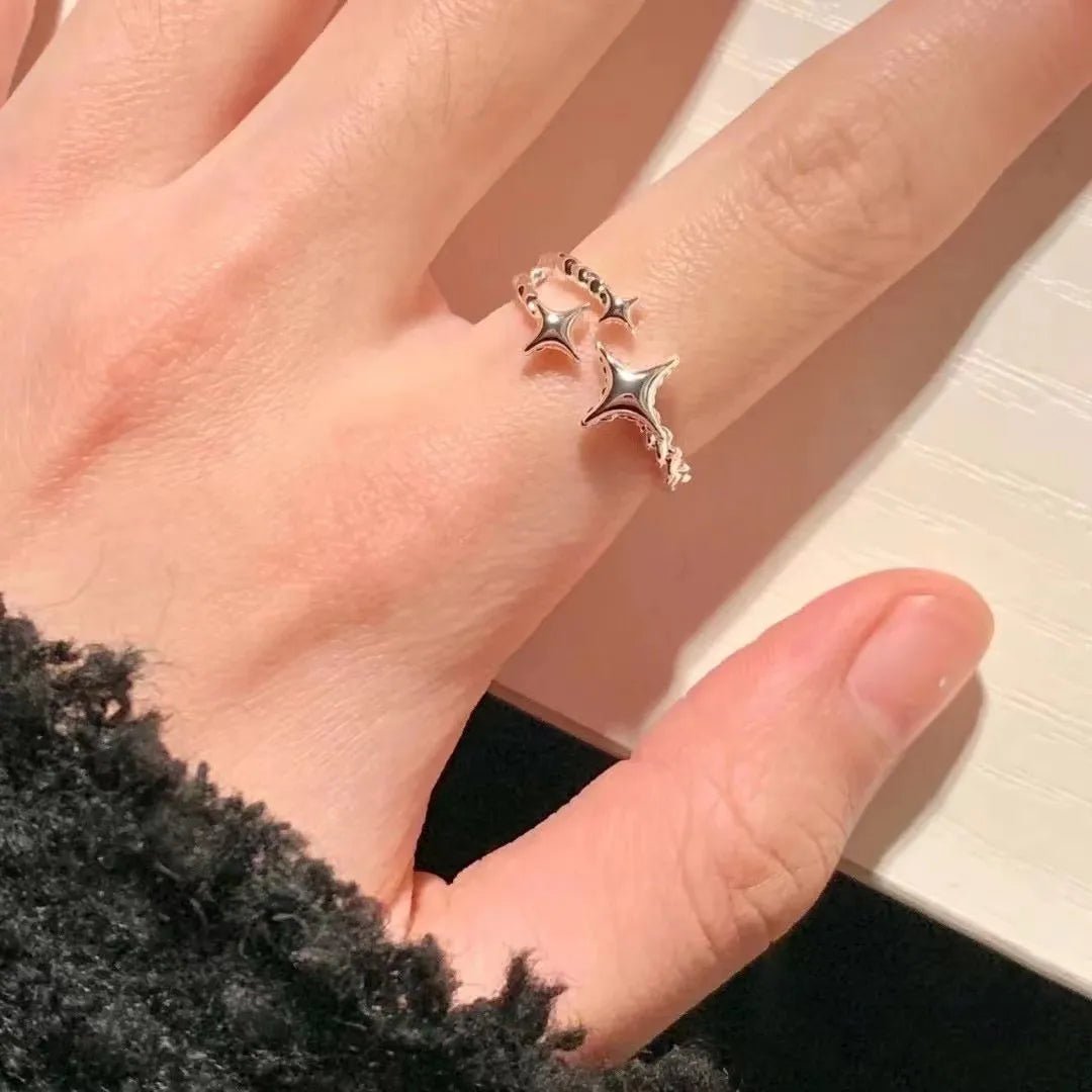 High-Grade Star Open Silver Ring – Elegant Minimalist Design(Code: ZX#110)
