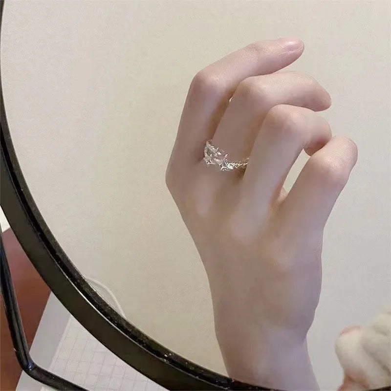 High-Grade Star Open Silver Ring – Elegant Minimalist Design(Code: ZX#110)