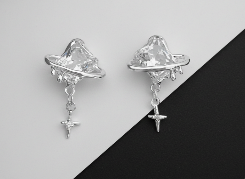 Saturn Crystal Orbit Earrings (Code-ZX#647)