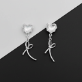 Crystal Heart Ribbon Drop Earrings (Code-ZX#646)