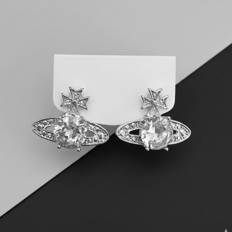 Galactic Cross Saturn Earrings (Code-ZX#648)