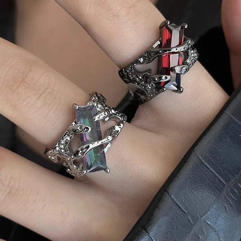 Gothic Lava Thorn Crystal Ring (ZX-108)