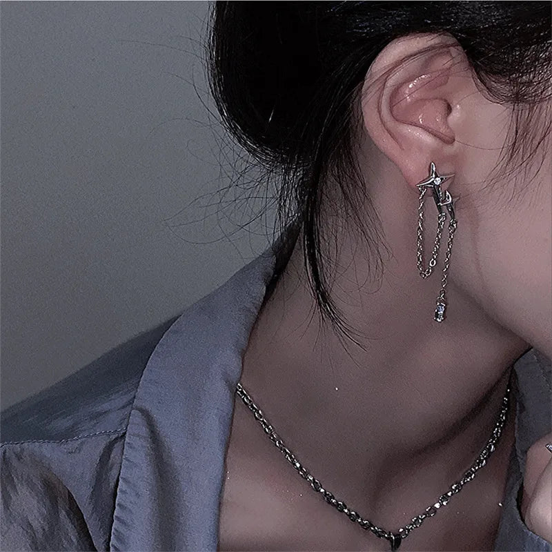 Starfall Chain Drop Earrings (Code-ZX#732)