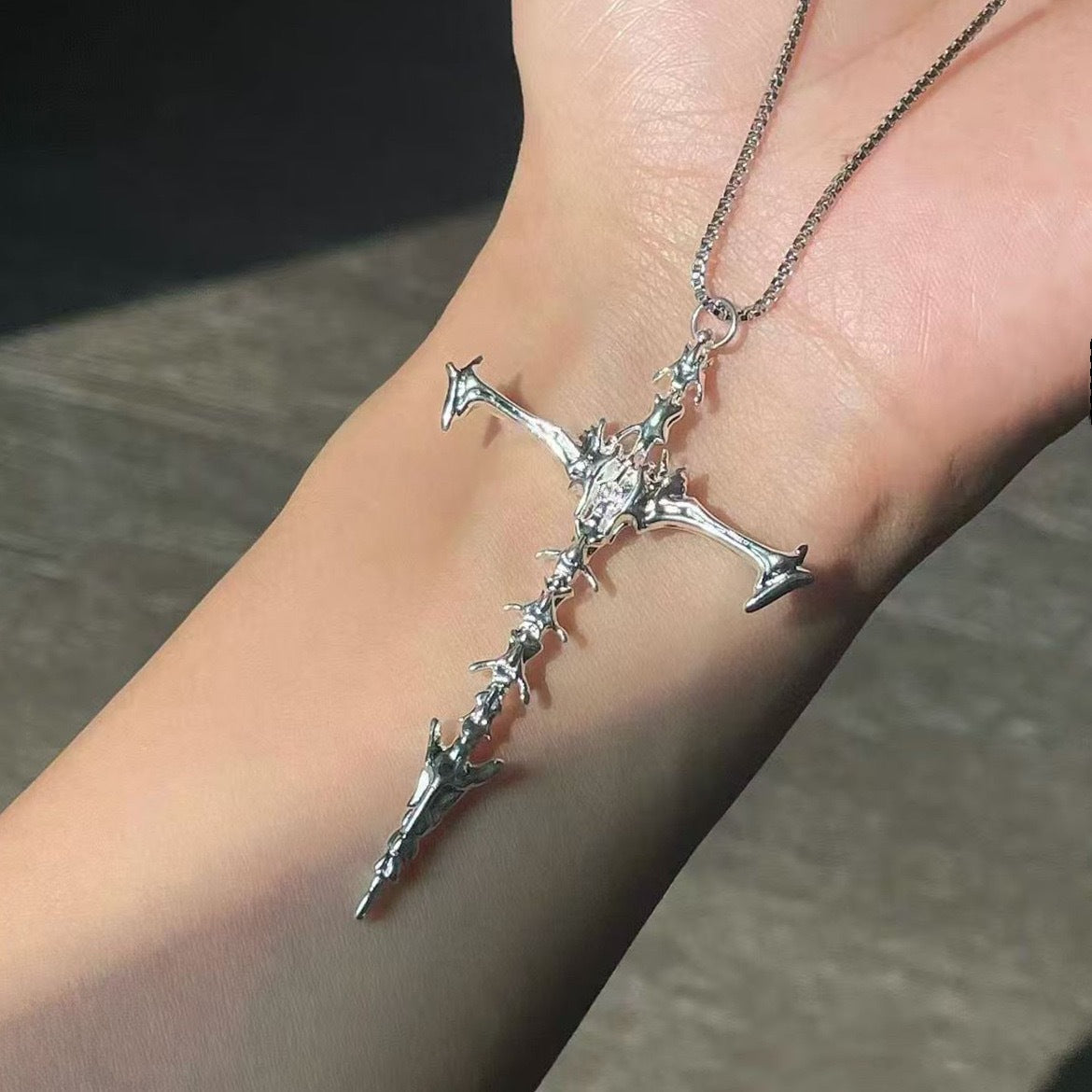 Demon Spine Cross Pendant (Code: ZX#186)