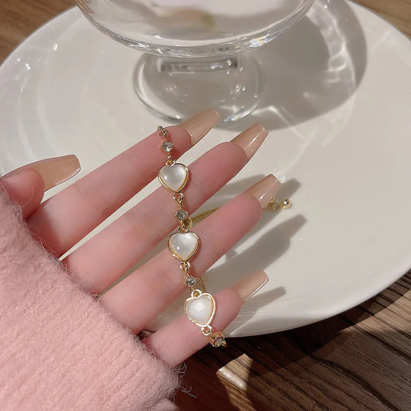 Golden Pearl Heart Bracelet (Code: ZX#60)