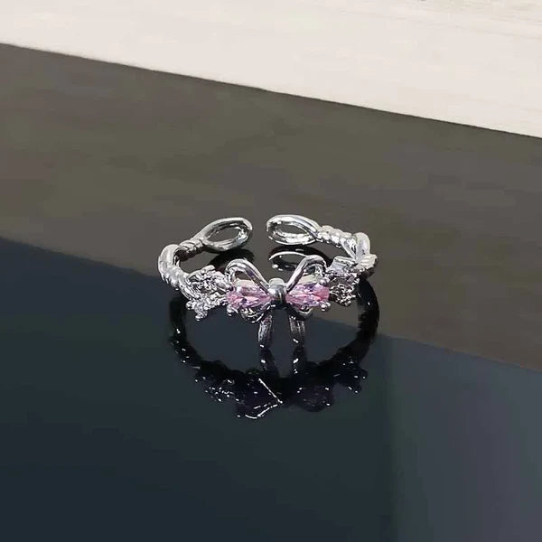 Blush Twin Bloom Open Ring (Code-ZX#833)