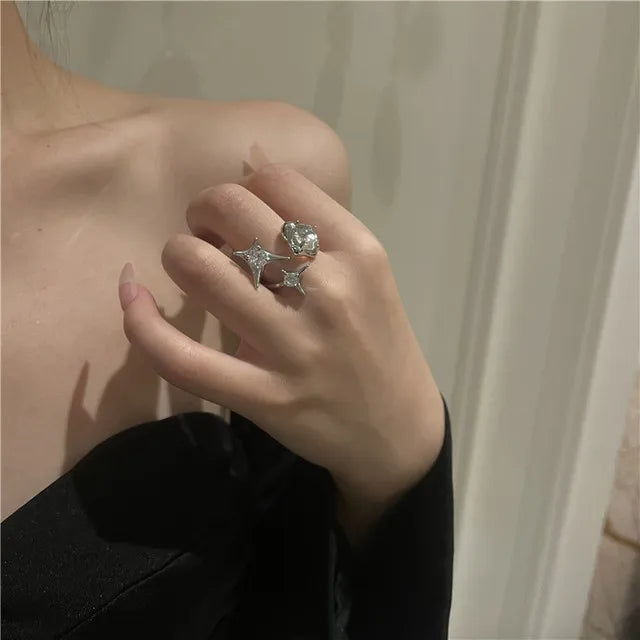 Crystal Star & Gem Statement Ring (Code: ZX#125)