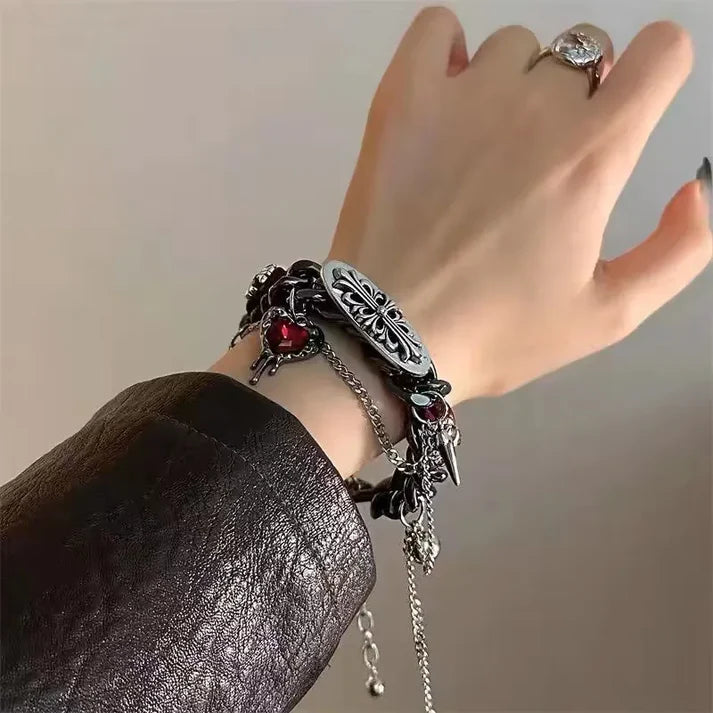Obsidian Cross-Link Bracelet(Code: ZX#197)