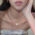 Golden Pearl Heart Necklace (Code-ZX#587)