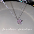 Pink Bow Heart Pendant (Code-ZX#569)