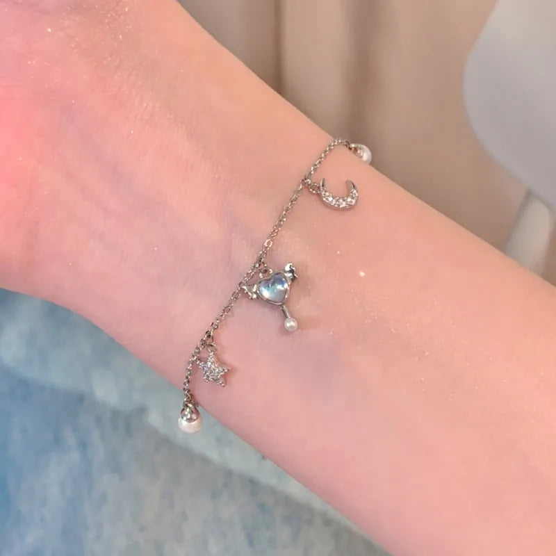 Celestial Moon & Star Charm Bracelet (Code: ZX#42)