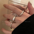 Soft Gleam Silver Trio Ring Set (Code-ZX#775)