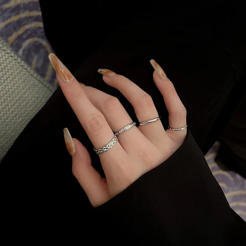 Midnight Weave Minimal Ring Set (Code-ZX#792)