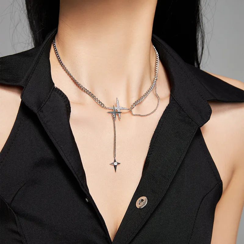 Dual Cross Layered Necklace (Code-ZX#554)