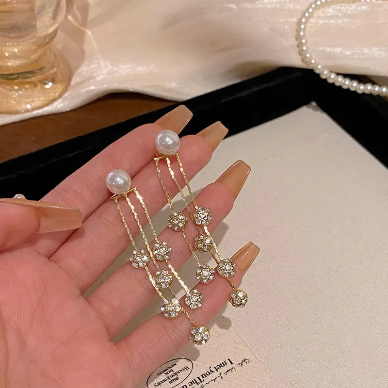 Pearl Cascade Drop Earrings (Code-ZX#704)