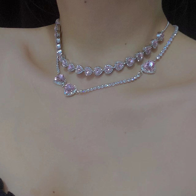 Glam Pink Heart Choker (Code-ZX#14)