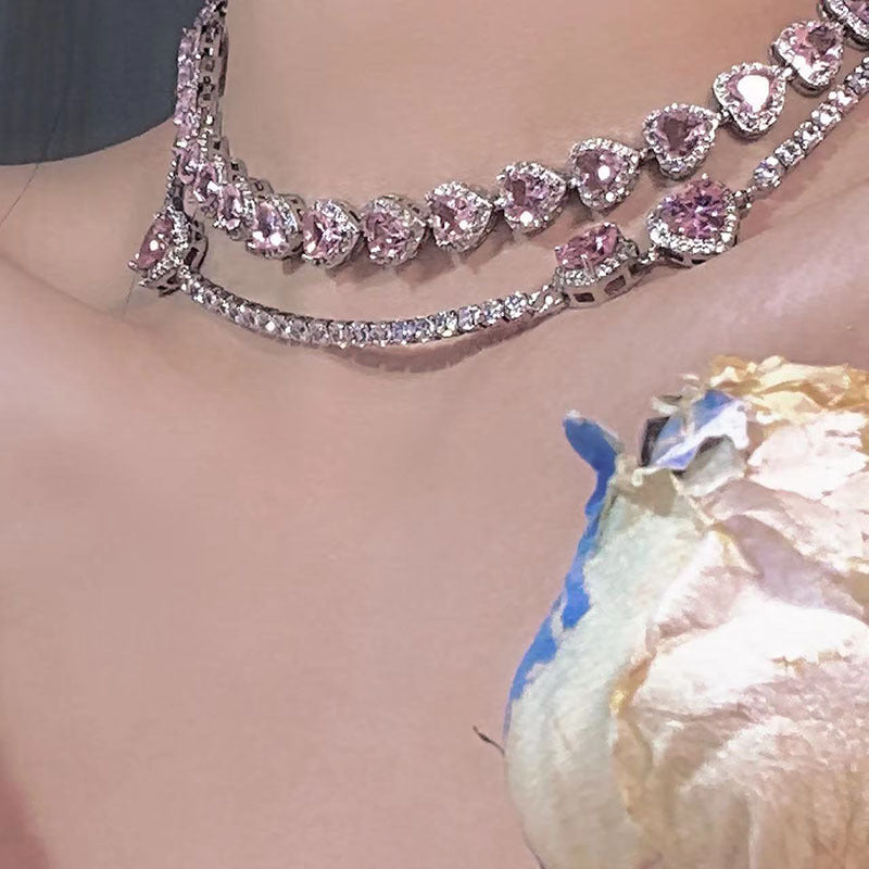 Glam Pink Heart Choker (Code-ZX#14)