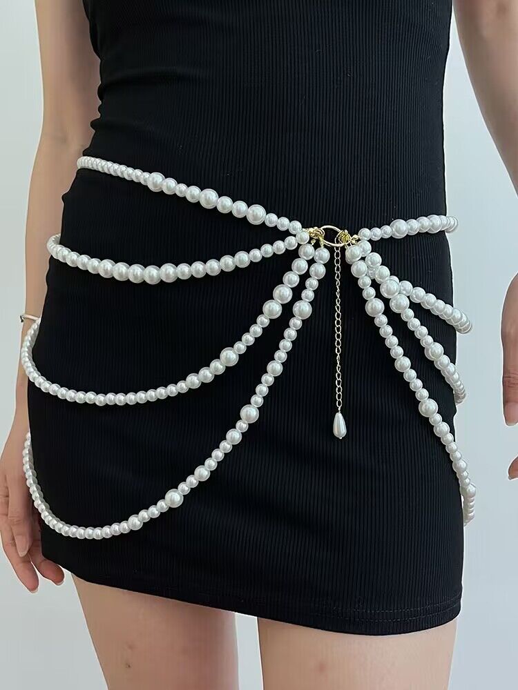Elegant Multi-Layer Pearl Waist Chain (Code: ZX#154)