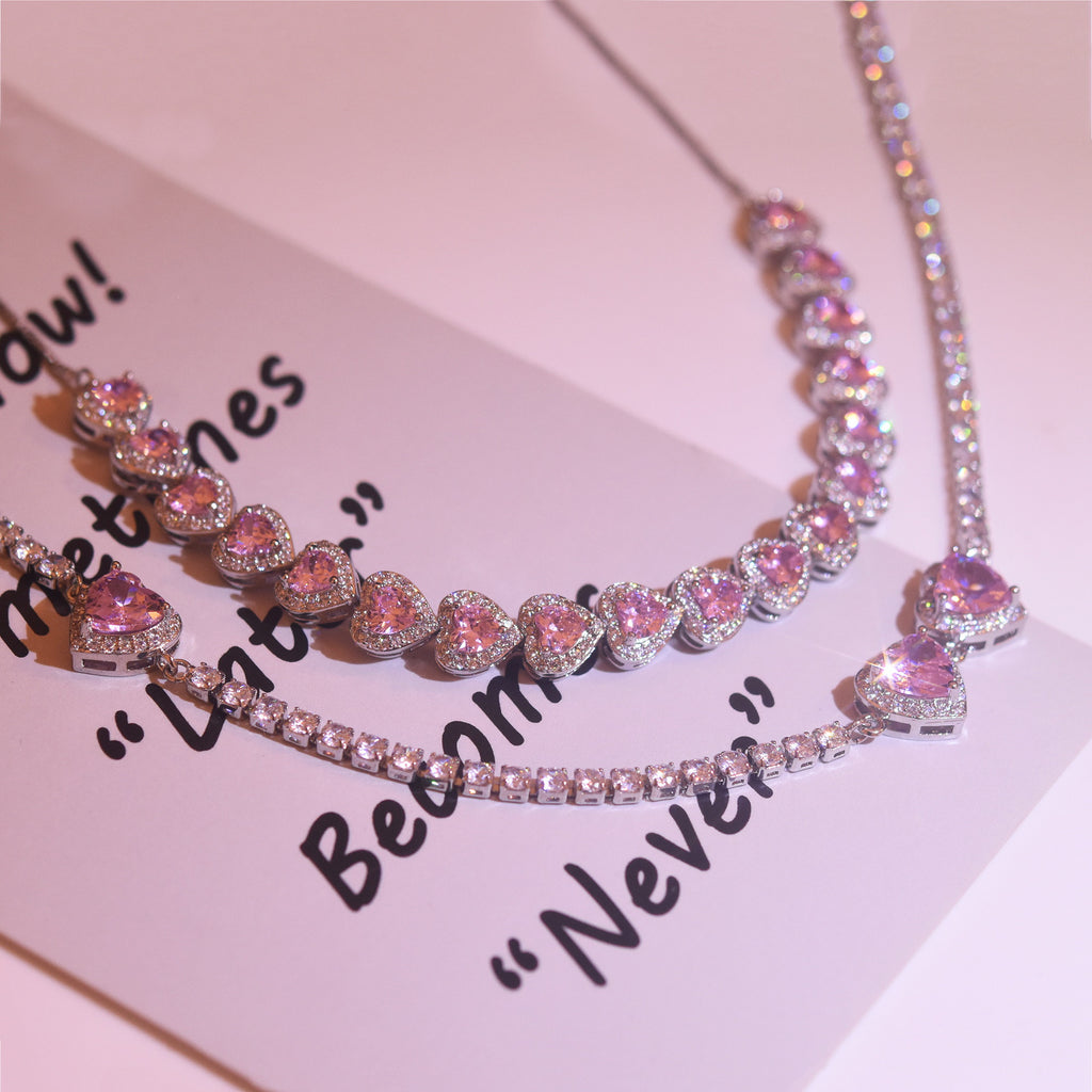 Glam Pink Heart Choker (Code-ZX#14)