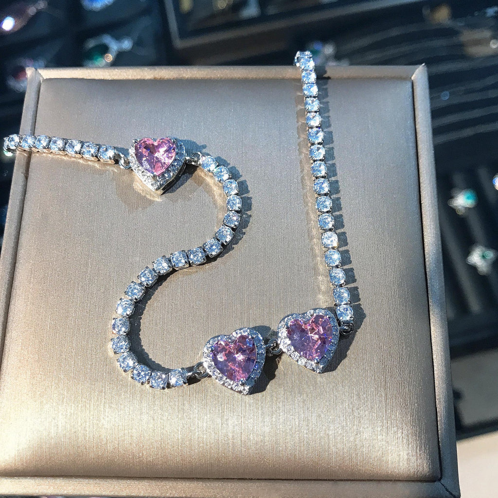 Glam Pink Heart Choker (Code-ZX#14)