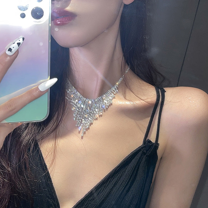 Crystal Cascade Statement Necklace (Code-ZX#10)