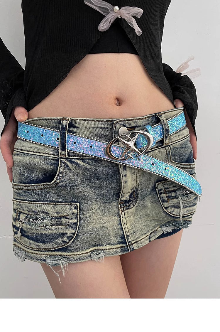 Blue Glitter Y2K Belt (Code: ZX#93)