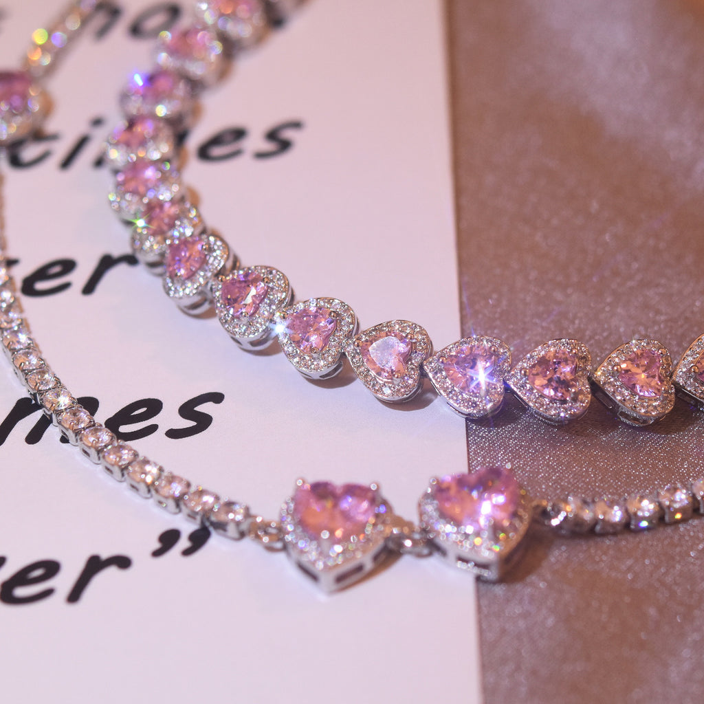 Glam Pink Heart Choker (Code-ZX#14)
