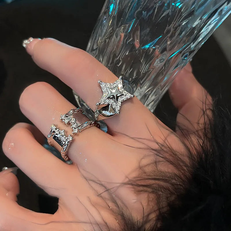 Y2K Star Open Statement Ring – Adjustable Open Ring(Code: ZX#120)