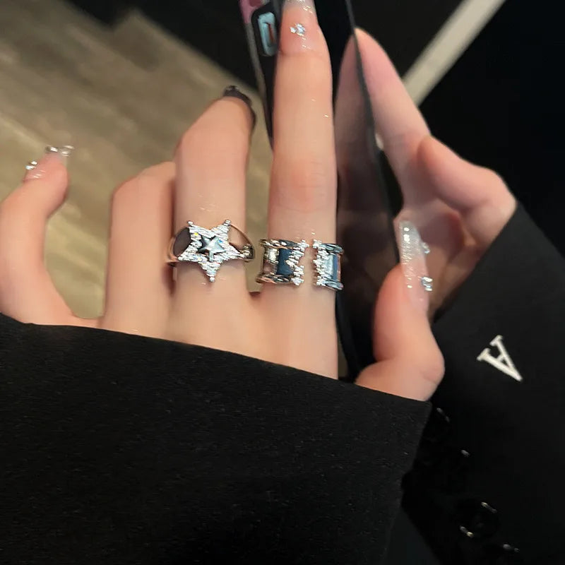 Y2K Star Open Statement Ring – Adjustable Open Ring(Code: ZX#120)