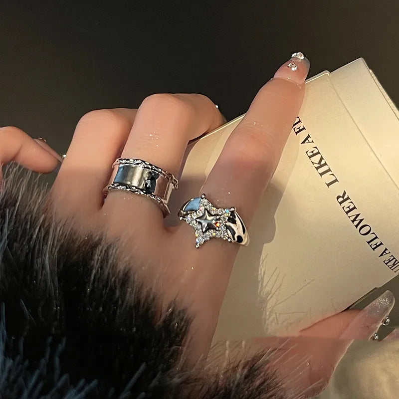 Y2K Star Open Statement Ring – Adjustable Open Ring(Code: ZX#120)