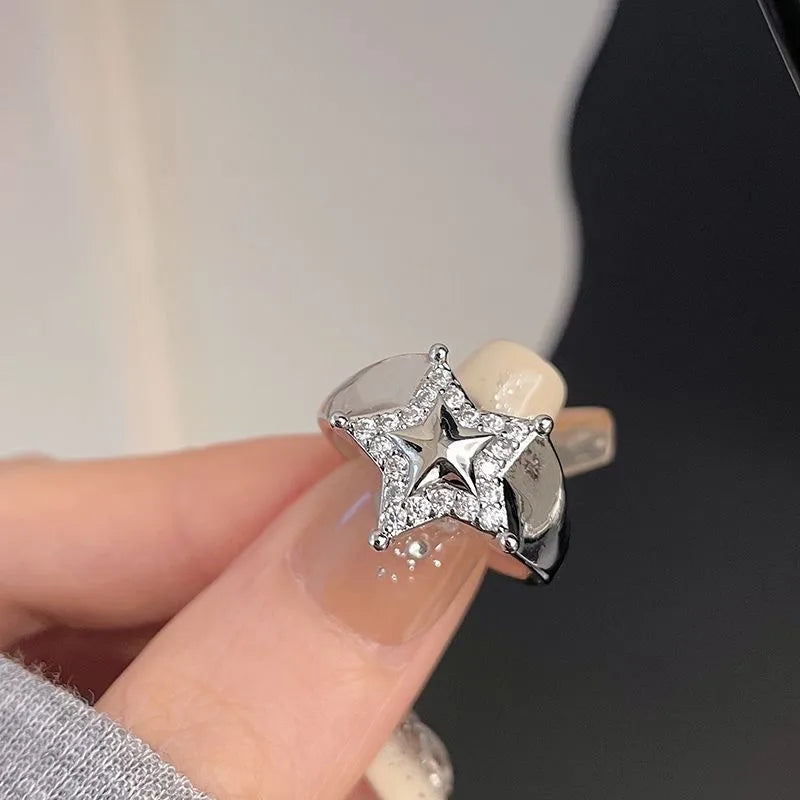 Y2K Star Open Statement Ring – Adjustable Open Ring(Code: ZX#120)