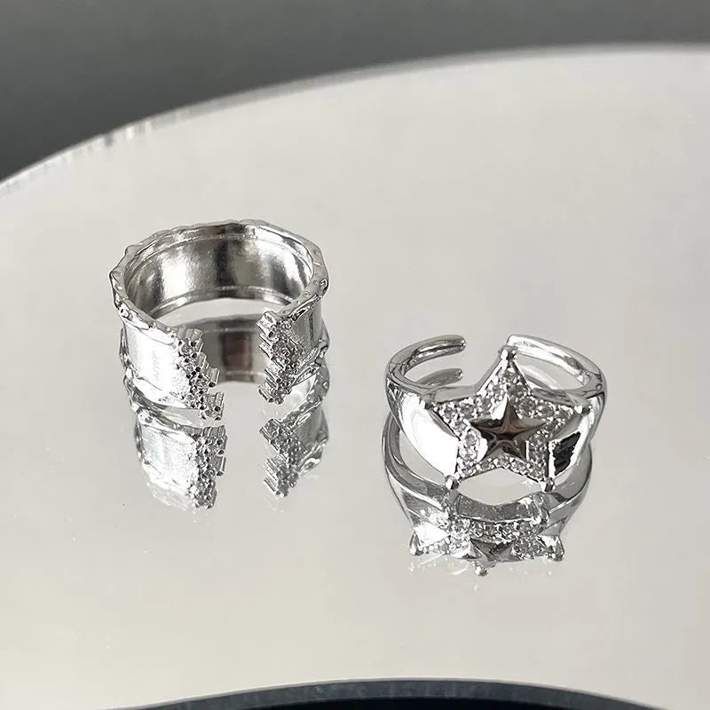Y2K Star Open Statement Ring – Adjustable Open Ring(Code: ZX#120)