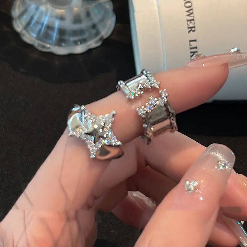 Y2K Star Open Statement Ring – Adjustable Open Ring(Code: ZX#120)