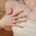 Silver Sparkle Fairy necklace & ring (Code-ZX#11)