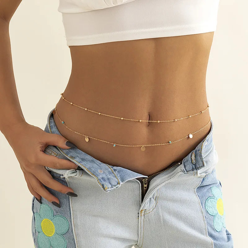 Minimal Silver Beaded Waist Chain (Code: ZX#145)