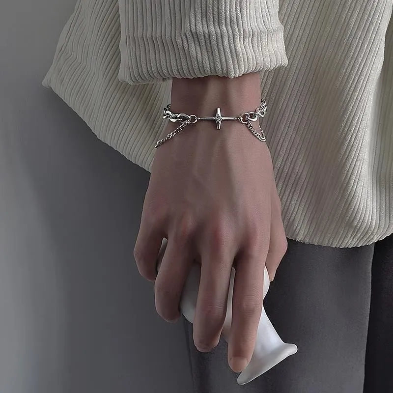 Layered Chain Cross Bracelet (Code-ZX#846)
