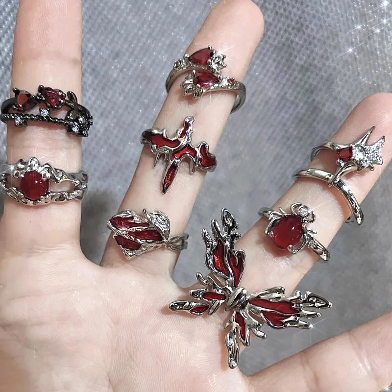 Y2k Gothic Adjustable Rings (ZX-117)