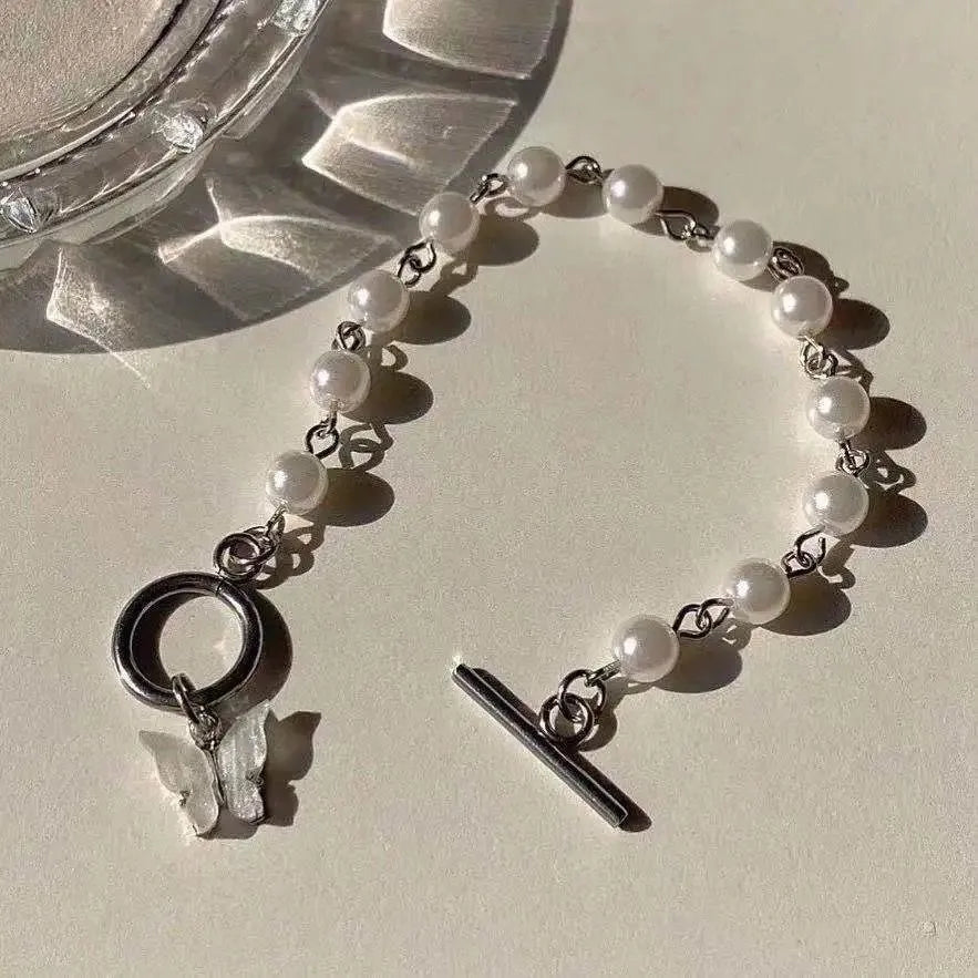 Butterfly Pearl Toggle Bracelet – (Code: ZX#38)