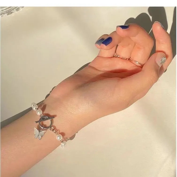 Butterfly Pearl Toggle Bracelet – (Code: ZX#38)