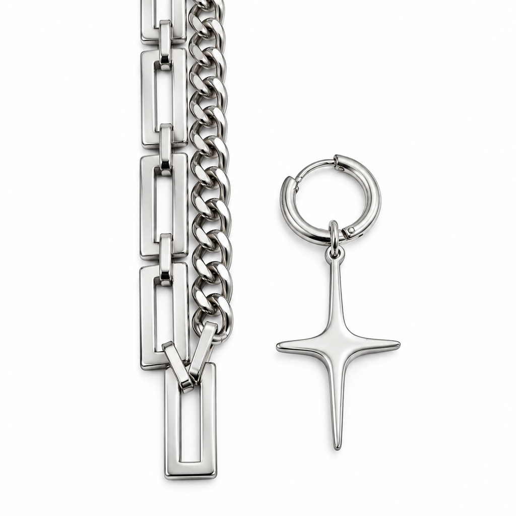 Dual Link Cross Chain & The Pendent Can Be Earring
