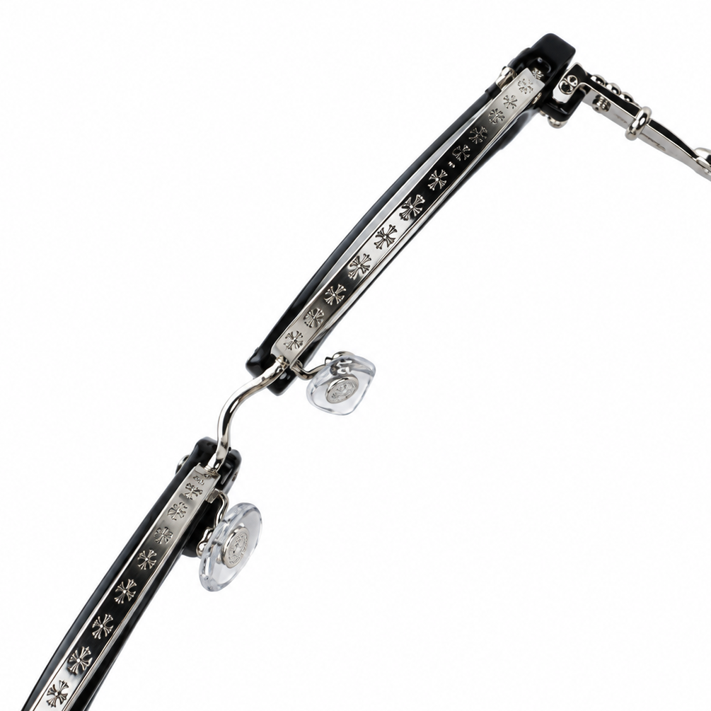 Chrome Hearts Cross Fleur-De-Lis Glasses - Black