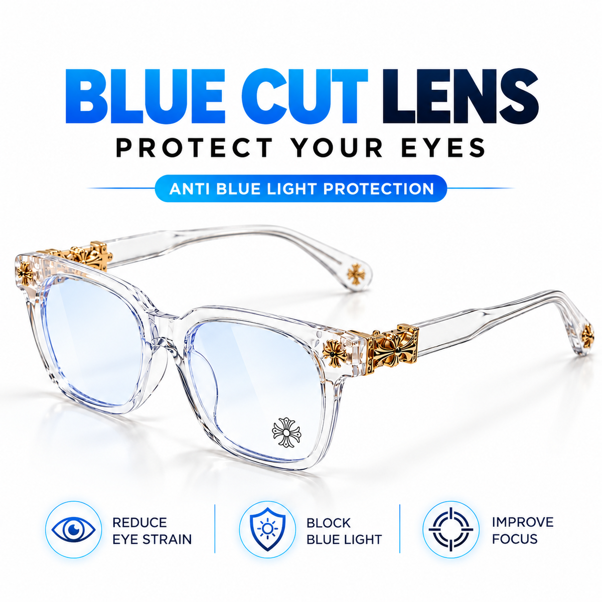Chrome Heart  - Transparent/Gold- Premium Glasses
