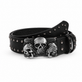 Triple Skull Studded Leather Belt (Code: ZX#87)