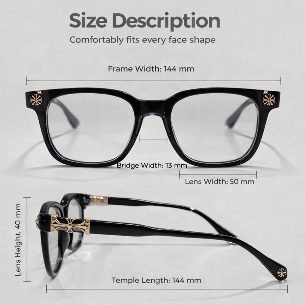 Chrome Heart  - Black/Gold- Premium Glasses