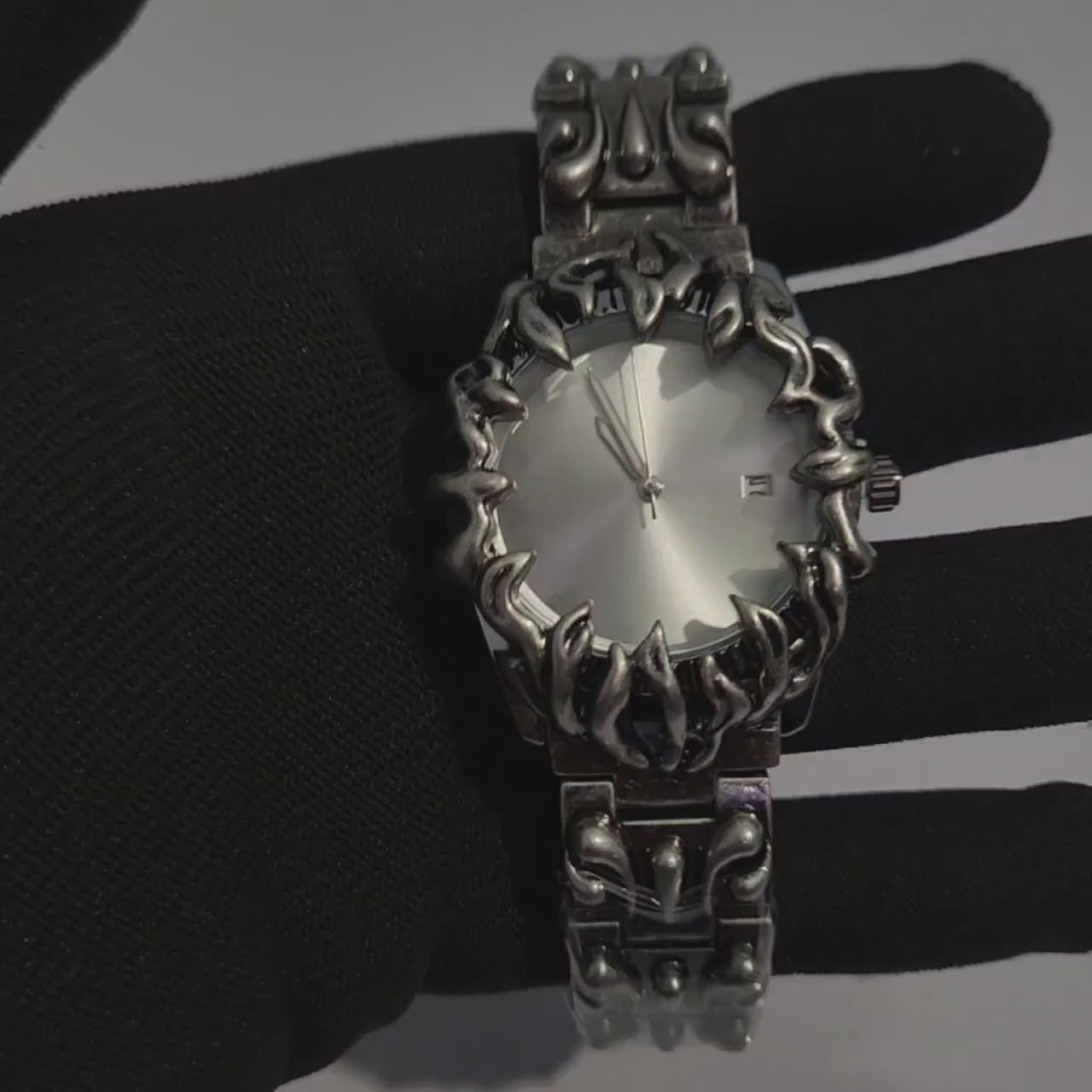 Inferno Gothic Flame Watch  – Silver Edition