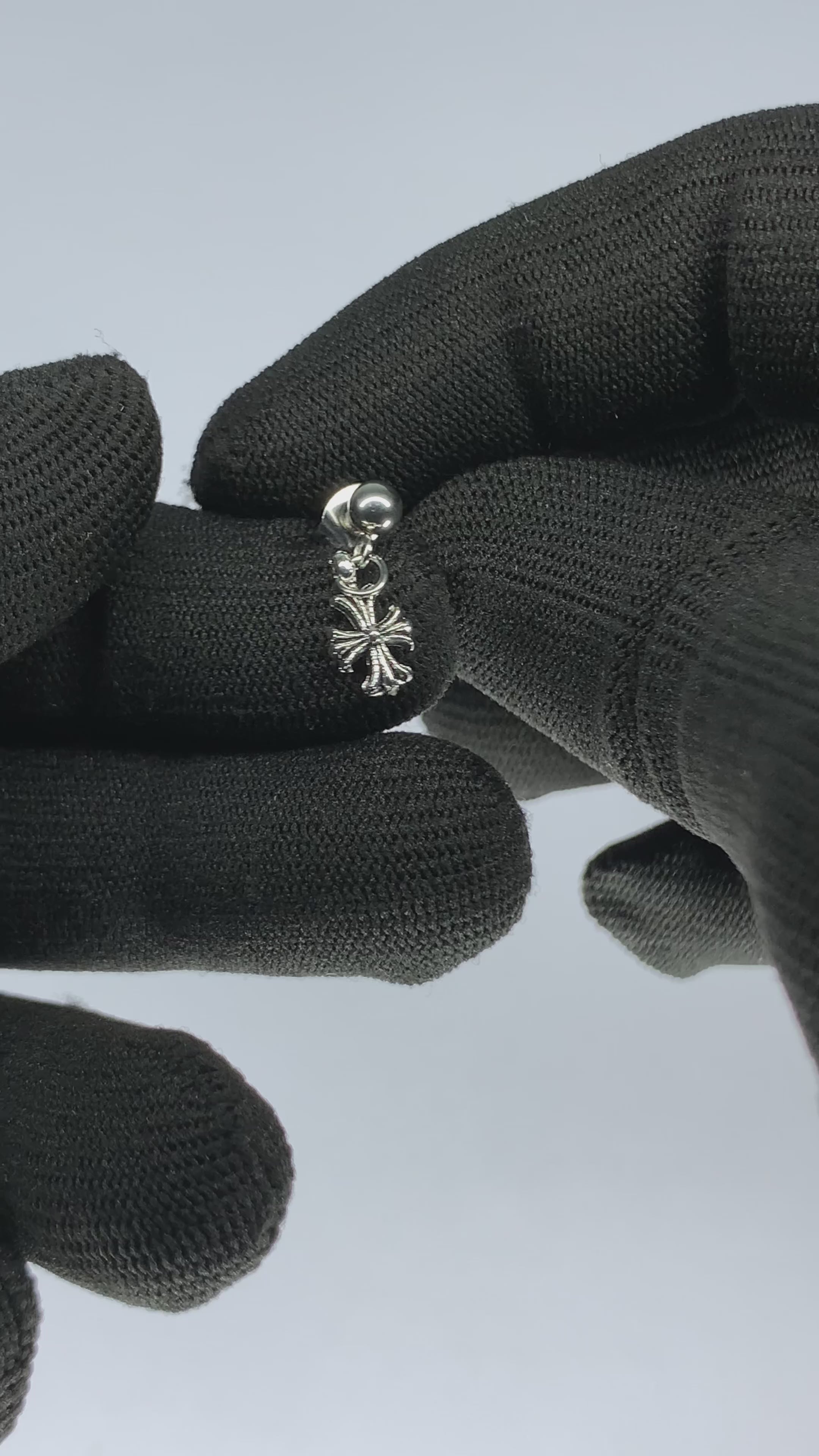 Chrome Hearts Cross Earring with Pierced Ear – Single Piece